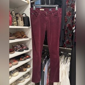 AG Adriano Goldschmied Burgundy Corduroy Jeans